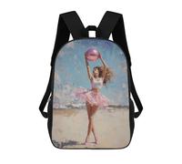 sinyumoney Zaino scolastico stampato 3D per bambini Space Cat Watercolor Zaino scolastico per bambini, borsa da viaggio, borsa per libri alla moda, grande capienza, Ballerina On The Beach Painting