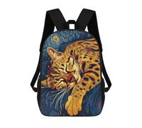 sinyumoney Zaino scolastico stampato 3D per bambini Space Horse ritratto zaino scolastico per bambini, borsa da viaggio, borsa per libri alla moda, grande capienza, Sleeping Spotted Cat Art, 17"