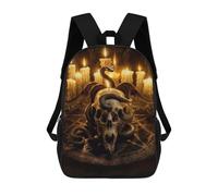 sinyumoney Zaino scolastico stampato 3D per bambini Space Horse ritratto zaino scolastico per bambini, borsa da viaggio, borsa per libri alla moda, grande capienza, Skull e serpente, 17"