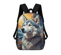 sinyumoney Zaino scolastico stampato 3D per bambini, stile alla moda, per ragazzi, studenti delle scuole elementari e college, Siberian Husky Night Sky, 17"