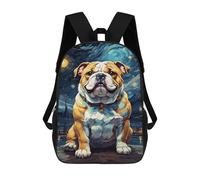 sinyumoney Zaino scolastico stampato 3D per bambini, stile alla moda, per ragazzi, studenti delle scuole elementari e college, Bulldog Animals Night Sky, 17"