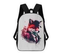 sinyumoney Zaino scolastico stampato 3D per bambini, stile alla moda, per ragazzi, studenti delle scuole elementari e college, Gangster Fox Funny, 17"