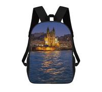 sinyumoney Zaino scolastico stampato 3D per bambini, stile alla moda, per ragazzi, studenti delle scuole elementari e college, St Julian Town a Malta, 17"