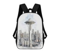 sinyumoney Zaino scolastico stampato 3D per bambini, stile alla moda, per ragazzi, studenti delle scuole elementari e college, Spazio Needle, 17"