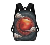 sinyumoney Zaino scolastico stampato 3D per bambini Surreal Grizzly Bear, grande capacità, ideale per viaggi, alla moda e casual, Red Sun With Clouds Digital Art, 17"