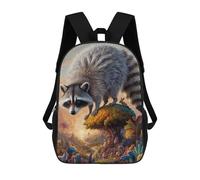 sinyumoney Zaino scolastico stampato 3D per bambini Surreal Grizzly Bear, grande capacità, ideale per viaggi, alla moda e casual, Phantasmic Raccoon, 17"