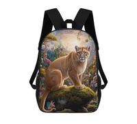 sinyumoney Zaino scolastico stampato 3D per bambini Surreal Grizzly Bear, grande capacità, ideale per viaggi, alla moda e casual, Mystical Mountain Lion, 17"