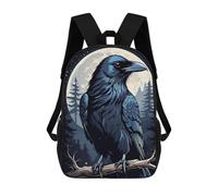 sinyumoney Zaino scolastico stampato 3D per bambini Surreal Grizzly Bear, grande capacità, ideale per viaggi, alla moda e casual, Moonlit Raven, 17"