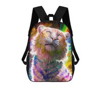 sinyumoney Zaino scolastico stampato 3D per bambini Wolf Howling Moon Zaino scolastico per bambini, borsa da viaggio, borsa per libri alla moda, grande capienza, Rainbow Tiger, 17"