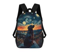 sinyumoney Zaino scolastico stampato 3D per bambini, zaino per bambini, zaino da viaggio per ragazzi e ragazze, Under Starry Night Dog, 17"
