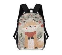 sinyumoney Zaino scolastico stampato 3D per ragazzi e ragazze, stile casual e alla moda, ideale per la scuola o i viaggi., Christmas Fox Illustrazione, 17"