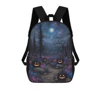 sinyumoney Zaino scolastico stampato 3D per ragazzi e ragazze, stile casual e alla moda, ideale per la scuola o i viaggi., Halloween Night Pumpkin Patch, 17"