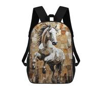 sinyumoney Zaino scolastico stampato 3D per ragazzi e ragazze, stile casual e alla moda, ideale per la scuola o i viaggi., Galloping Horse In Dynamic Impasto Style, 17"