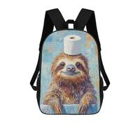 sinyumoney Zaino scolastico stampato 3D per ragazzi e ragazze, stile casual e alla moda, ideale per la scuola o i viaggi., Sloth With Toilet Paper Hat, 17"