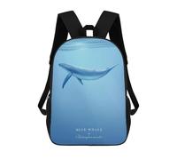 sinyumoney Zaino scolastico stampato 3D per ragazzi e ragazze, stile casual e alla moda, ideale per la scuola o i viaggi., Blu balena, 17"