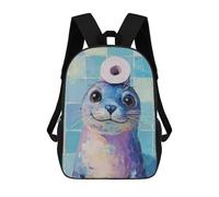 sinyumoney Zaino scolastico stampato 3D per ragazzi e ragazze, stile casual e alla moda, ideale per la scuola o i viaggi., Seal With Toilet Paper Hat, 17"