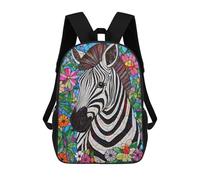 sinyumoney Zaino scolastico stampato 3D per ragazzi e ragazze, stile casual e alla moda, ideale per la scuola o i viaggi., Zebra in vetro verniciato, 17"