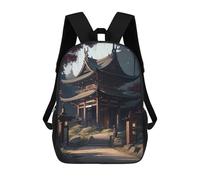 sinyumoney Zaino scolastico stampato 3D per ragazzi e ragazze, stile casual e alla moda, ideale per la scuola o i viaggi., Pagoda At Day, 17"
