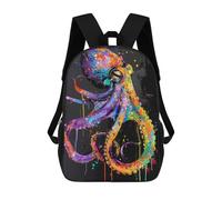 sinyumoney Zaino scolastico stampato 3D per ragazzi e ragazze, stile casual e alla moda, ideale per la scuola o i viaggi., Octopus Animal Painting, 17"