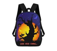 sinyumoney Zaino scolastico stampato 3D per ragazzi e ragazze, stile casual e alla moda, ideale per la scuola o i viaggi., Halloween Scary Tree Owl, 17"