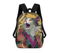 sinyumoney Zaino scolastico stampato 3D per ragazzi e ragazze, stile casual e alla moda, ideale per la scuola o i viaggi., Yelling Cat In Kimono, 17"