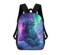 sinyumoney Zaino scolastico stampato 3D per ragazzi e ragazze, stile casual e alla moda, ideale per la scuola o i viaggi., Northern Lights Cat, 17"