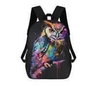 sinyumoney Zaino scolastico stampato 3D per ragazzi e ragazze, stile casual e alla moda, ideale per la scuola o i viaggi., Owl Popart Painting, 17"