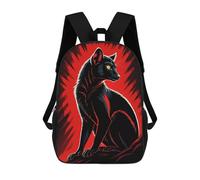sinyumoney Zaino scolastico stampato 3D per ragazzi e ragazze, stile casual e alla moda, ideale per la scuola o i viaggi., Black Wolf With Red Background, 17"
