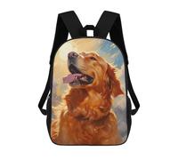 sinyumoney Zaino scolastico stampato 3D per ragazzi e ragazze, stile casual e alla moda, ideale per la scuola o i viaggi., Happy Golden Retriever, 17"