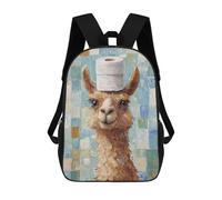 sinyumoney Zaino scolastico stampato 3D per ragazzi e ragazze, stile casual e alla moda, ideale per la scuola o i viaggi., Llama With Toilet Paper Hat, 17"