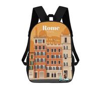 sinyumoney Zaino scolastico stampato 3D per ragazzi e ragazze, stile casual e alla moda, ideale per la scuola o i viaggi., Travel To Roma, 17"