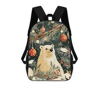 sinyumoney Zaino scolastico stampato 3D per ragazzi e ragazze, stile casual e alla moda, ideale per la scuola o i viaggi., Polar Bear Christmas, 17"