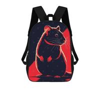sinyumoney Zaino scolastico stampato 3D per ragazzi e ragazze, stile casual e alla moda, ideale per la scuola o i viaggi., Stilized Rat Illustration In Red And Black, 17"