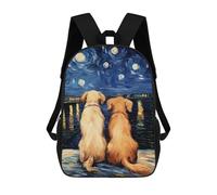 sinyumoney Zaino scolastico stampato 3D per ragazzi e ragazze. Zaini per ragazzi e ragazze. Zaino scuola per bambini., Golden Retriever Love, 17"