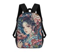 sinyumoney Zaino scolastico stampato 3D per ragazzi e ragazze. Zaini per ragazzi e ragazze. Zaino scuola per bambini., Geisha Dragon giapponese, 17"