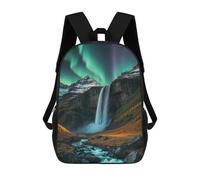 sinyumoney Zaino Scolastico Stampato in 3D Aurora Borealis Waterfall Zaino Per Bambini, Borsa Per Libri, Zainetti Carini, Impermeabile, Alla Moda, Casual, Per Bambini 17inch