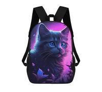 sinyumoney Zaino Scolastico Stampato in 3D Cat Kitten Purple Glow Zaino Per Bambini, Borsa Per Libri, Zainetti Carini, Impermeabile, Alla Moda, Casual, Per Bambini 17inch