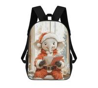 sinyumoney Zaino Scolastico Stampato in 3D Christmas Elephant Reading Zaino Per Bambini, Borsa Per Libri, Zainetti Carini, Impermeabile, Alla Moda, Casual, Per Bambini 17inch