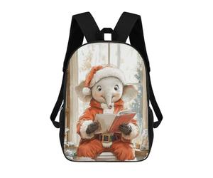 sinyumoney Zaino Scolastico Stampato in 3D Christmas Elephant Reading Zaino Per Bambini, Borsa Per Libri, Zainetti Carini, Impermeabile, Alla Moda, Casual, Per Bambini 17inch
