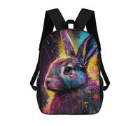 sinyumoney Zaino Scolastico Stampato in 3D Colorful Cute Rabbit Zaino Per Bambini, Borsa Per Libri, Zainetti Carini, Impermeabile, Alla Moda, Casual, Per Bambini 17inch