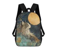 sinyumoney Zaino Scolastico Stampato in 3D Cute Cat Look at The Moon Zaino Per Bambini, Borsa Per Libri, Zainetti Carini, Impermeabile, Alla Moda, Casual, Per Bambini 17inch