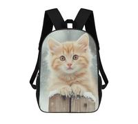 sinyumoney Zaino Scolastico Stampato in 3D Cute Kitten in Winter Zaino Per Bambini, Borsa Per Libri, Zainetti Carini, Impermeabile, Alla Moda, Casual, Per Bambini 17inch