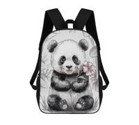 sinyumoney Zaino Scolastico Stampato in 3D Cute Panda with Flower Zaino Per Bambini, Borsa Per Libri, Zainetti Carini, Impermeabile, Alla Moda, Casual, Per Bambini 17inch