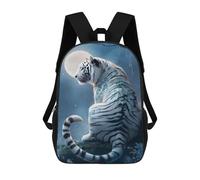 sinyumoney Zaino Scolastico Stampato in 3D Enchanted White Tiger Moonlit Forest Zaino Per Bambini, Borsa Per Libri, Zainetti Carini, Impermeabile, Alla Moda, Casual, Per Bambini 17inch