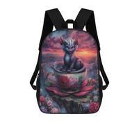 sinyumoney Zaino Scolastico Stampato in 3D Fantasy Creature in Teacup with Floral Zaino Per Bambini, Borsa Per Libri, Zainetti Carini, Impermeabile, Alla Moda, Casual, Per Bambini 17inch