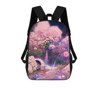 sinyumoney Zaino Scolastico Stampato in 3D Fantasy Garden with Waterfall Zaino Per Bambini, Borsa Per Libri, Zainetti Carini, Impermeabile, Alla Moda, Casual, Per Bambini 17inch