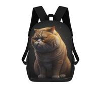 sinyumoney Zaino Scolastico Stampato in 3D FAT CAT ORANGE Zaino Per Bambini, Borsa Per Libri, Zainetti Carini, Impermeabile, Alla Moda, Casual, Per Bambini 17inch