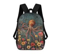 sinyumoney Zaino Scolastico Stampato in 3D Floral Octopus, Borse Per Libri 17inch, Zaini Alla Moda, Zaini Di Grande Capacità, Zaini Da Viaggio Per Bambini