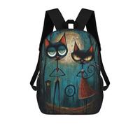 sinyumoney Zaino Scolastico Stampato in 3D Midnight Whiskers Steampunk Cat Duo Zaino Per Bambini, Borsa Per Libri, Zainetti Carini, Impermeabile, Alla Moda, Casual, Per Bambini 17inch