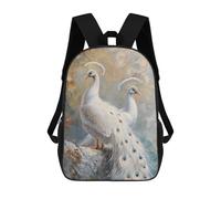 sinyumoney Zaino Scolastico Stampato in 3D Peacock White Magical Zaino Per Bambini, Borsa Per Libri, Zainetti Carini, Impermeabile, Alla Moda, Casual, Per Bambini 17inch